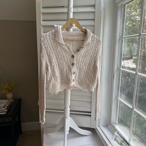 Jessica Simpson Cream Cable Knit Crop Sweater